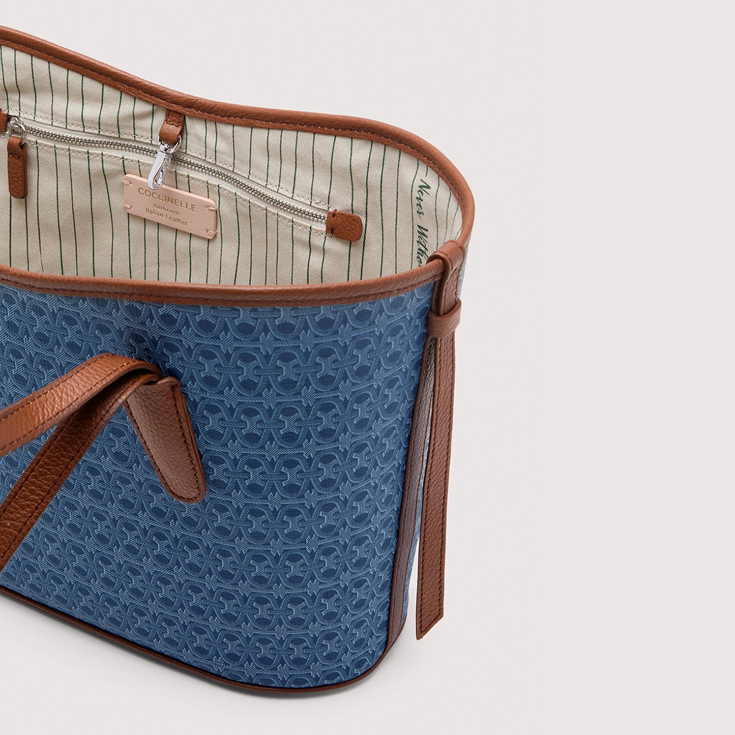 COCCINELLE NEW NEVER WITHOUT BAG DENIM COATED MONOGRAM