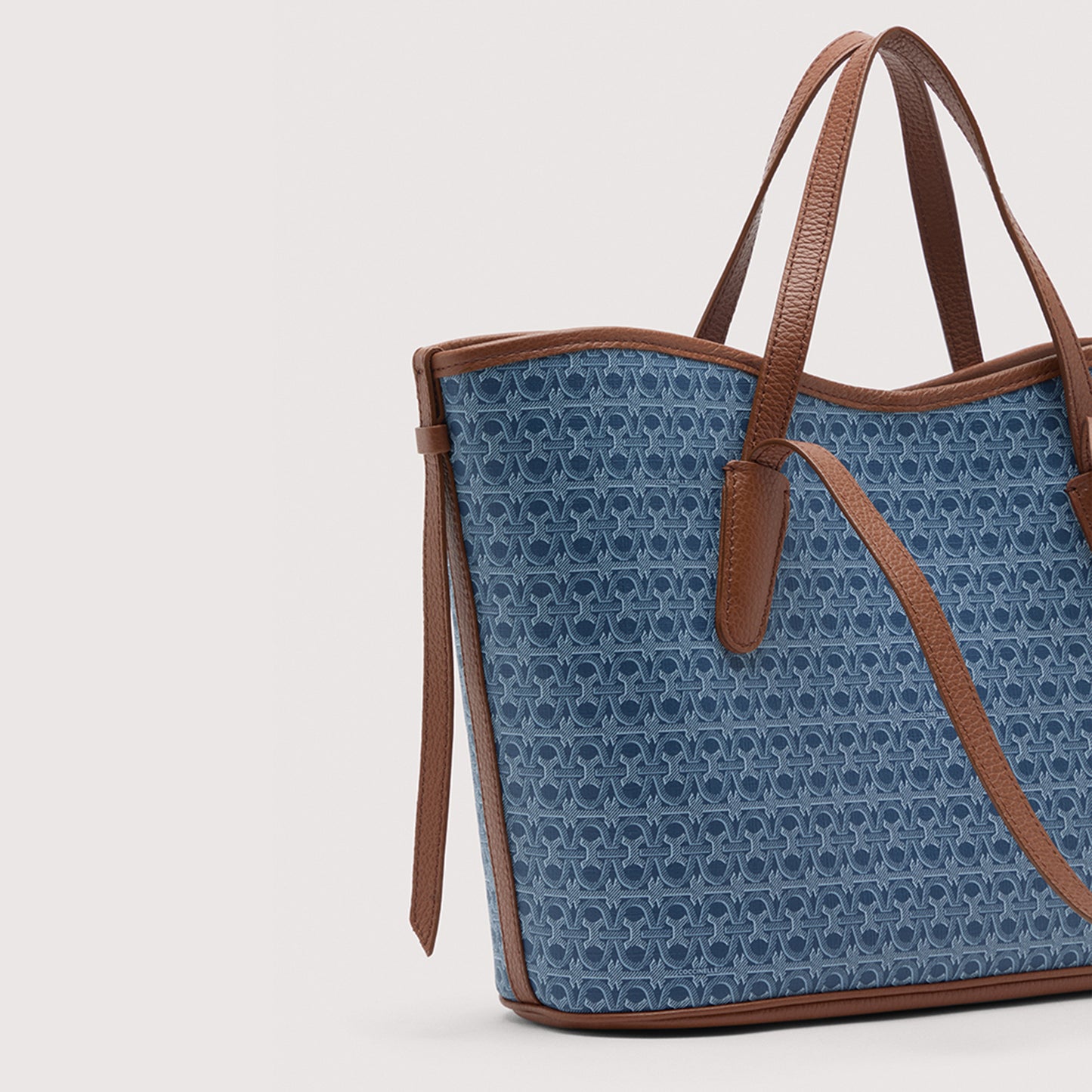 COCCINELLE NEW NEVER WITHOUT BAG DENIM COATED MONOGRAM