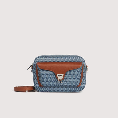 COCCINELLE BEAT DENIM COATED MOOGRAM SMALL
