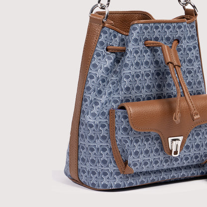 COCCINELLE BEAT GENERATION DENIM COATED MONOGRAM SMALL