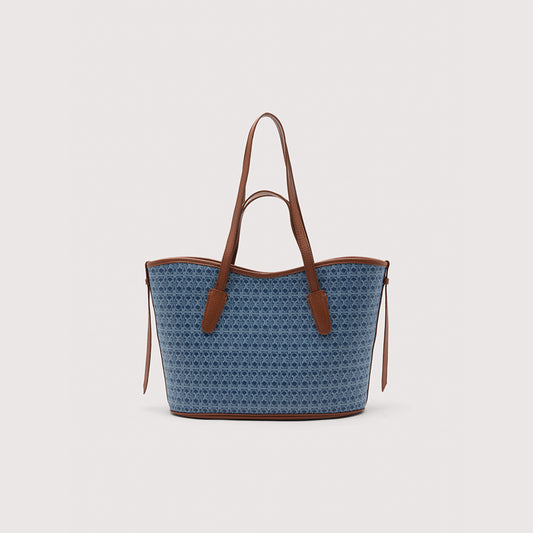 COCCINELLE NEW NEVER WITHOUT BAG DENIM COATED MONOGRAM