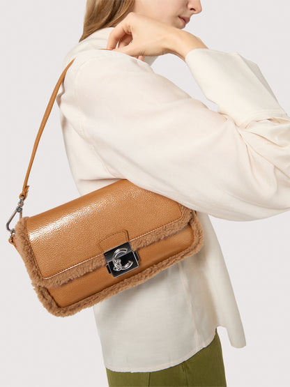 COCCINELLE C-ME LOCK GLAZED ECOFUR MEDIUM